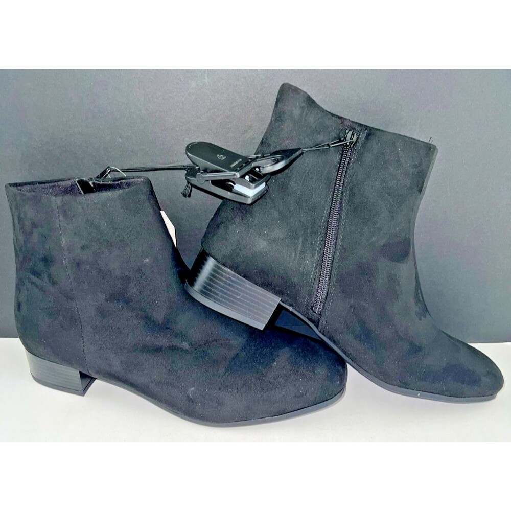 TIME AND TRU SZ 12W BLACK ANKLE ZIP UP BOOTS, MEMORY FOAM, NEW WITH TAGS